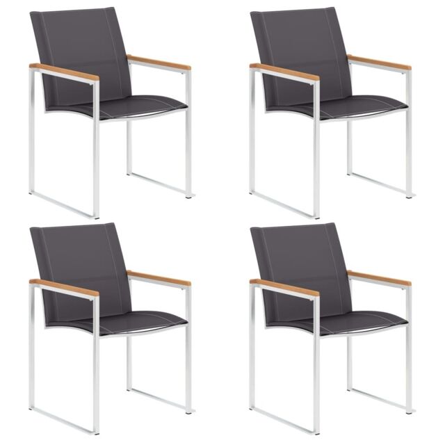 Berkfield Home Garden Chairs 4 pcs Textilene & Stainless Steel Grey - image 1