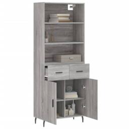 Berkfield Home Highboard Grey Sonoma 69.5x34x180 cm Engineered Wood - thumbnail 1