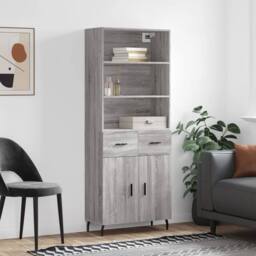 Berkfield Home Highboard Grey Sonoma 69.5x34x180 cm Engineered Wood - thumbnail 2