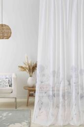 Catherine Lansfield 'Meadowsweet Floral' Voile Curtain Panel in White - Size: 140 cm width x 229 cm drop - thumbnail 2