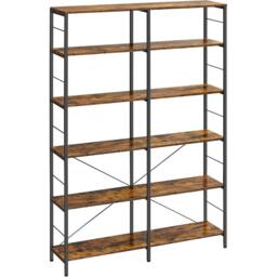 VASAGLE 6-Tier Tall Storage Shelf Industrial Room Divider Bookshelf in Brown - thumbnail 7