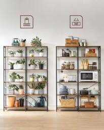 VASAGLE 6-Tier Tall Storage Shelf Industrial Room Divider Bookshelf in Brown - thumbnail 5