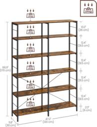 VASAGLE 6-Tier Tall Storage Shelf Industrial Room Divider Bookshelf in Brown - thumbnail 3