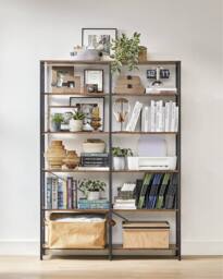 VASAGLE 6-Tier Tall Storage Shelf Industrial Room Divider Bookshelf in Brown - thumbnail 2