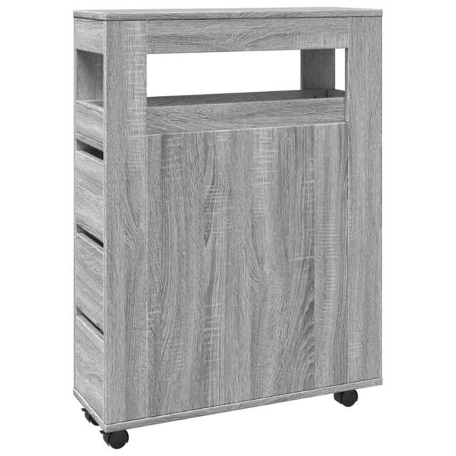 Berkfield Home Narrow Bathroom Cabinet with Wheels Grey Sonoma Engineered Wood - image 1