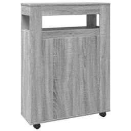 Berkfield Home Narrow Bathroom Cabinet with Wheels Grey Sonoma Engineered Wood - thumbnail 6