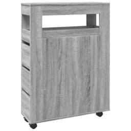 Berkfield Home Narrow Bathroom Cabinet with Wheels Grey Sonoma Engineered Wood