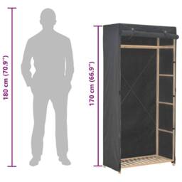 Berkfield Home Wardrobe Grey 79x40x170 cm Fabric - Size: 79 x 40 x 170 cm - thumbnail 7