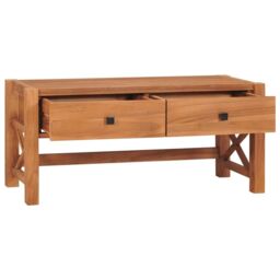 Berkfield Home TV Cabinet 100x40x45 cm Teak Wood in Brown - Size: 100 x 40 x 45 cm - thumbnail 2