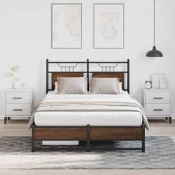 Berkfield Home Bed Frame Frame Brown Oak 120x190 cm Small Double Wood - thumbnail 5