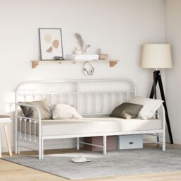 Berkfield Home Daybed Frame with Trundle - White, 80x200 cm, Steel in White - Size: 80x200 cm - thumbnail 1