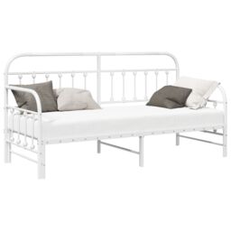 Berkfield Home Daybed Frame with Trundle - White, 80x200 cm, Steel in White - Size: 80x200 cm - thumbnail 3