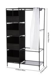 Living and Home Freestanding Portable Metal Clothes Closet Bedroom Cabinet with Storage Basket Garment Rack in Black - thumbnail 6