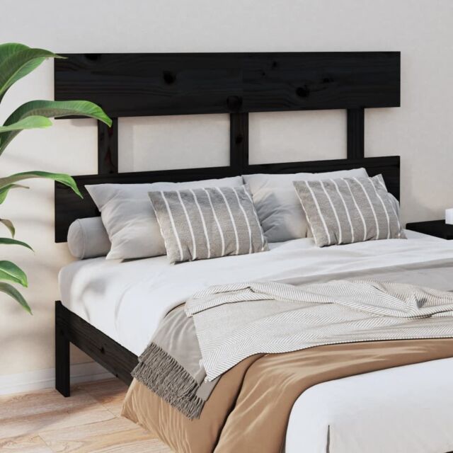Berkfield Home Bed Headboard Black 124x3x81 cm Solid Wood Pine - Size: 124 x 3 x 81 cm - image 1