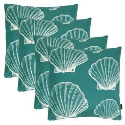icon 4 Pack Cushion 43x43 Kyoto Fabric, Large Sea Shell in Bottle Green - thumbnail 1