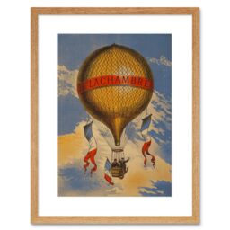 "Artery8 Wall Art Print Henri Lachambre Hot Air Balloon Vintage France Framed in Beige - Size: W7"" x H9""" - thumbnail 1