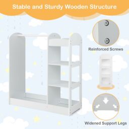 Gymax Kids Closet Toddlers Costume Toy Organizer With Mirror & Cloth Hanger in White - thumbnail 5