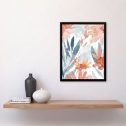 "Artery8 Aster Flower Garden Watercolour Pastels Boho Framed Art Print - Size: W12"" x H16""" - thumbnail 4