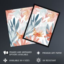 "Artery8 Aster Flower Garden Watercolour Pastels Boho Framed Art Print - Size: W12"" x H16""" - thumbnail 2