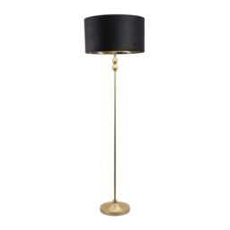 ValueLights Maggie Gold Candlestick Floor Lamp with Velvet with Gold Inner Lamp Shade & Bulb in Black - thumbnail 2