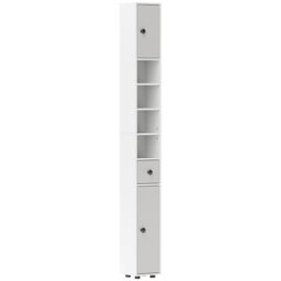 Kleankin Slim Bathroom Cabinet, Toilet Roll Storage w/ Shelves, Light Grey - thumbnail 2