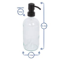 Harbour Housewares 500ml Glass Soap Dispensers - 4x Refillable Hand Wash Bottle with Pump in Blue - thumbnail 3