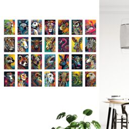 "Artery8 Wall Art Print 50 Pcs Vibrant Colourful Wild Animal Aesthetic Fun Collage Kit s A6 Set Pack 15x10 cm (6x4"") Bedroom Home Student Teen Room" - thumbnail 4