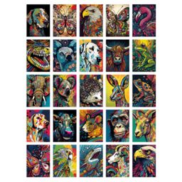 "Artery8 Wall Art Print 50 Pcs Vibrant Colourful Wild Animal Aesthetic Fun Collage Kit s A6 Set Pack 15x10 cm (6x4"") Bedroom Home Student Teen Room" - thumbnail 2