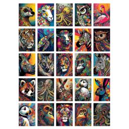 "Artery8 Wall Art Print 50 Pcs Vibrant Colourful Wild Animal Aesthetic Fun Collage Kit s A6 Set Pack 15x10 cm (6x4"") Bedroom Home Student Teen Room" - thumbnail 1