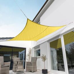 Primrose 5.4m Square Waterproof Patio Sun Shade Canopy 98% UV Block Free Rope in Yellow - thumbnail 2
