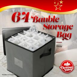 Christmas Village Collapsible Christmas Bauble Storage Bag - Grey - thumbnail 3