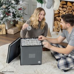 Christmas Village Collapsible Christmas Bauble Storage Bag - Grey - thumbnail 7