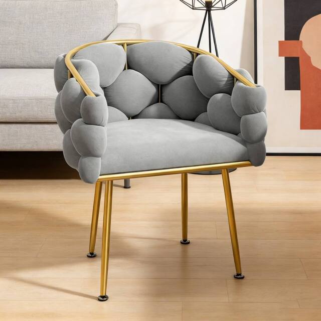 Ventryn Elegant Bedroom Vanity Chair, Stylish Single Backrest Seat in Grey - image 1