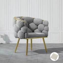 Ventryn Elegant Bedroom Vanity Chair, Stylish Single Backrest Seat in Grey - thumbnail 3