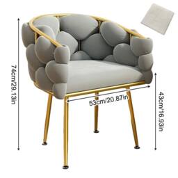 Ventryn Elegant Bedroom Vanity Chair, Stylish Single Backrest Seat in Grey - thumbnail 2