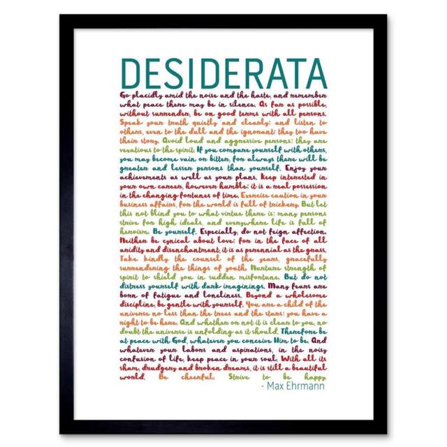 "Artery8 Desiderata Rainbow Words Ehrmann Home Decor 12x16"" Framed Art Print - Size: W12"" x H16""" - image 1