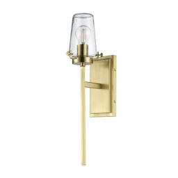 Loops IP44 Wall Light Tall Nuts & Bolts Accents Clear Glass Shade Brass LED E27 40W - thumbnail 2
