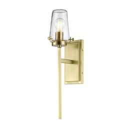 Loops IP44 Wall Light Tall Nuts & Bolts Accents Clear Glass Shade Brass LED E27 40W