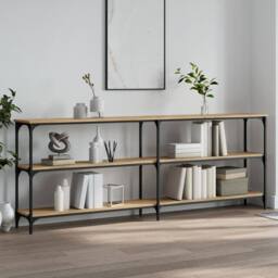 Berkfield Home Console Table Sonoma Oak 200x29x75 cm Engineered Wood in Brown - Size: 200 x 29 x 75 cm - thumbnail 2