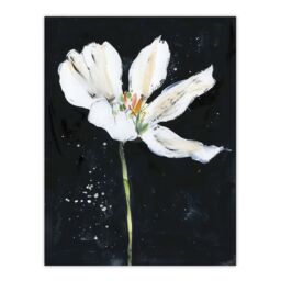 "Artery8 Abstract White Lily Flower Black Floral Painting Wall Art Print - Size: W24"" x H32""" - thumbnail 1