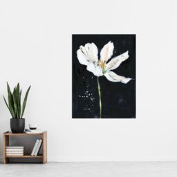 "Artery8 Abstract White Lily Flower Black Floral Painting Wall Art Print - Size: W24"" x H32""" - thumbnail 4