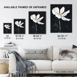 "Artery8 Abstract White Lily Flower Black Floral Painting Wall Art Print - Size: W24"" x H32""" - thumbnail 3