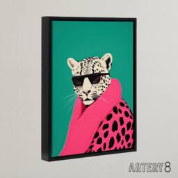 "Artery8 Fashion Cheetah Vibrant Hot Pink Framed Canvas Wall Art Print - Size: W18"" x H24""" - thumbnail 2