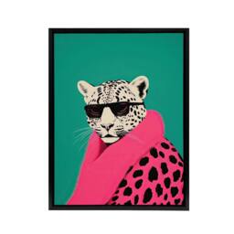 "Artery8 Fashion Cheetah Vibrant Hot Pink Framed Canvas Wall Art Print - Size: W18"" x H24""" - thumbnail 1