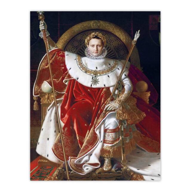 "Artery8 J A D Ingres Napoleon I on His Imperial Throne Wall Art Print in Red - Size: W12"" x H16""" - image 1