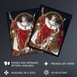 "Artery8 J A D Ingres Napoleon I on His Imperial Throne Wall Art Print in Red - Size: W12"" x H16""" - thumbnail 2