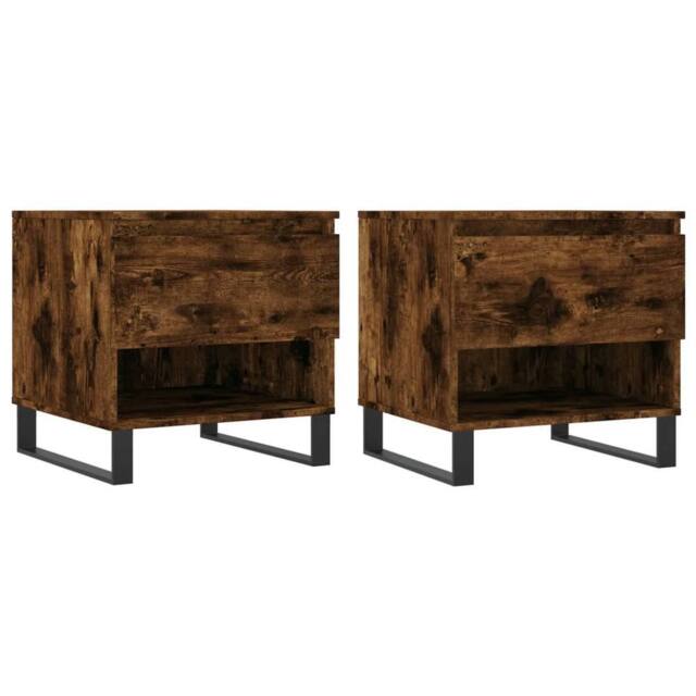Berkfield Home Coffee Tables 2 pcs Smoked Oak 50x46x50 cm Engineered Wood in Brown - Size: 50 x 46 x 50 cm - image 1