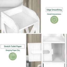Kelvenix Single door bathroom cabinet Wood Slim Shelf Cupboard Storage in White - thumbnail 5