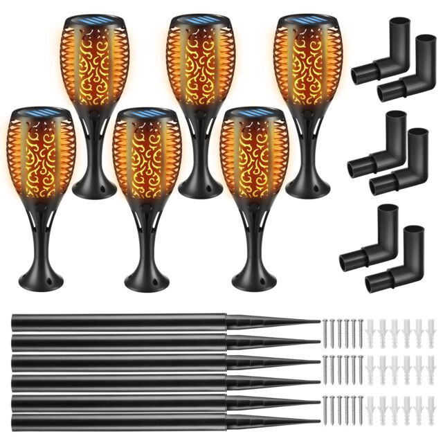 tectake Solar Garden Lights - Set Of 6 Flare in Black - Size: 6 Pack - image 1