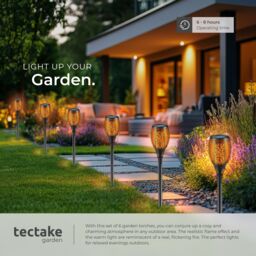 tectake Solar Garden Lights - Set Of 6 Flare in Black - Size: 6 Pack - thumbnail 5
